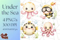 Under the Sea Nursery Clipart, Ocean Animals PNG Product Image 1