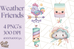 Kawaii Weather Clipart PNG, Cute Pastel Weather Icons Product Image 1