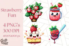 Strawberry Fruit PNG Clipart, Adorable Kawaii Characters Png Product Image 1