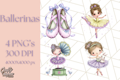 Ballerina Clipart PNG, Cute Ballet Girl Illustration Art Product Image 1