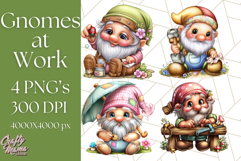 Gnomes at Work Clipart PNG, Cute Gnomes PNG Illustration Product Image 1