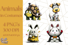 Halloween Animals in Costumes Clipart PNG, Cute Pets Art Product Image 1