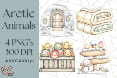 Cute Arctic Animal Clipart PNG, Cute Winter Animals Png Product Image 1