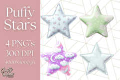 Cute Puffy Star Clipart PNG, 3D Glossy Pastel Stars Clip Art Product Image 1