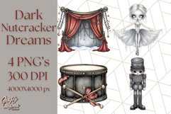 Dark Nutcracker Clipart Gothic Holiday Ballet PNG, Christmas Product Image 1