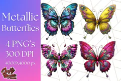 Metallic Butterfly Clipart PNG Clipart, Vibrant Butterfly Product Image 1