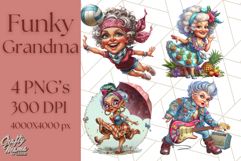 Wild Grandma Clipart PNGs, Funny Quirky Old Ladies Product Image 1