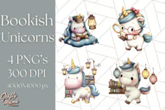 Magical Bookish Unicorn PNG Clipart Reading Books & Stories Product Image 1