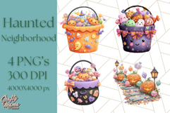 Halloween Neighborhood Clipart PNG for Trick or Treat Product Image 1