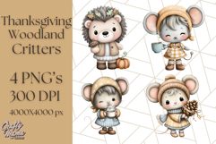 Thanksgiving Woodland Animals Clipart PNG Product Image 1