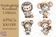 Thanksgiving Woodland Animals Clipart PNG Product Image 1
