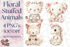 Pink Floral Stuffed Animal Clipart PNG, Cute Stuffed Animals Product Image 1