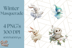 Winter Animal Masquerade Clipart PNG Woodland Animals Product Image 1