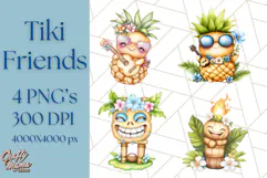 Tropical Tiki Friends PNG Clipart, Cute Summer Art Product Image 1