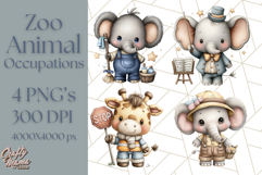Zoo Animal Occupations PNG, Cute Career Clipart Product Image 1