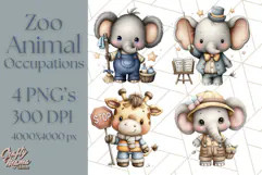 Zoo Animal Occupations PNG, Cute Career Clipart Product Image 1