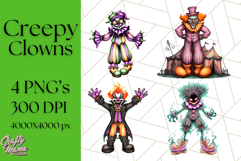 Creepy Clown Halloween PNG Clipart, Spooky Circus Art Product Image 1