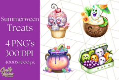 Summerween Tropical Treats Clipart PNG, Halloween Desserts Product Image 1