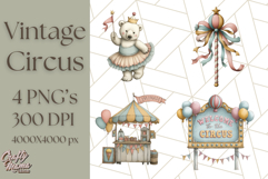 Vintage Carnival Animals Clipart PNG, Retro Circus Elements Product Image 1