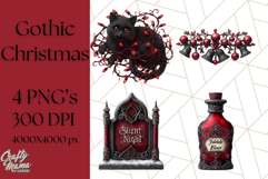 Gothic Christmas Clipart Dark Holiday PNG, Dark Christmas Product Image 1