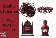 Gothic Christmas Clipart Dark Holiday PNG, Dark Christmas Product Image 1