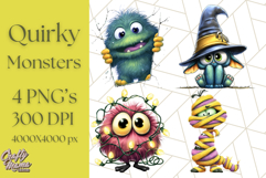 Quirky Monster Clipart PNG, Funny Spooky Creatures Product Image 1