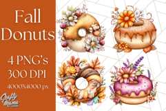 Fall Donut Clipart PNG, Autumn Donuts With Pumpkins Product Image 1