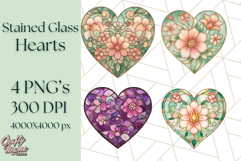 Stained Glass Heart PNG Clipart in Pastel and Bright Colors Product Image 1