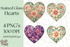 Stained Glass Heart PNG Clipart in Pastel and Bright Colors Product Image 1