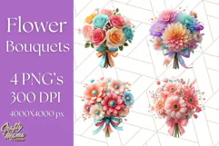 Pastel Flower Bouquet PNG Clipart, Elegant Floral Art Product Image 1