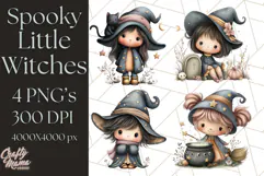 Spooky Little Witches Halloween Clipart PNG Product Image 1