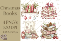 Christmas Book Clipart, Festive Reading PNG Illustrations Product Image 1