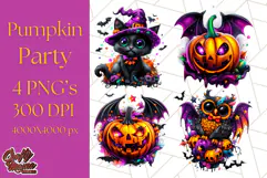 Pumpkin Party Halloween Clipart PNG, Cute Spooky Elements Product Image 1