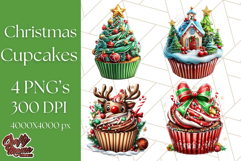 Christmas Cupcake PNG Clipart, Cute Food PNG, Holiday Treat Product Image 1