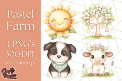 Pastel Farm Nursery PNG Clipart, Baby Animals And Elements Product Image 1