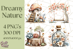 Dreamy Nature Clipart PNG, Whimsical Forest Elements Product Image 1