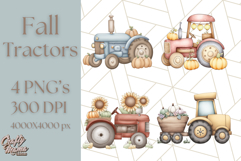 Fall Tractor Clipart PNG, Vintage Tractors With Pumpkins Product Image 1