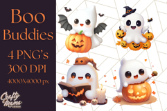 Cute Halloween Ghost Clipart PNG, Ghost and Friends Holiday Product Image 1