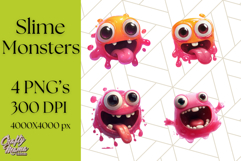 Slime Monster Clipart, Colorful Goo Graphics Png Product Image 1