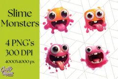 Slime Monster Clipart, Colorful Goo Graphics Png Product Image 1