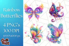 Colorful Butterfly Clipart PNG Clipart, Rainbow Butterfly Product Image 1