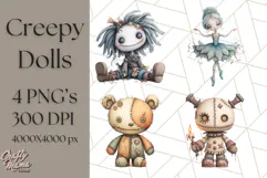Creepy Dolls Clipart PNG Haunted Toy Characters Product Image 1