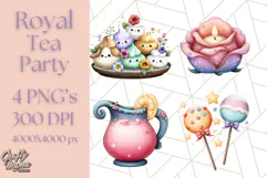 Princess Tea Party PNG Clipart with Teacups & Fancy Treats Product Image 1