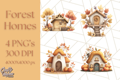 Autumn Treehouse &amp; Woodland Cabin PNG Clipart Product Image 1