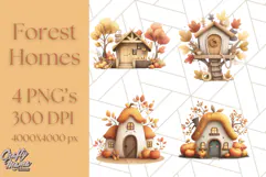 Autumn Treehouse & Woodland Cabin PNG Clipart Product Image 1