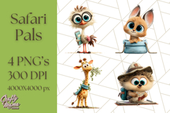 Cute Safari Animal Clipart with Jungle Accessories Png Product Image 1