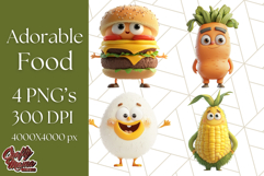 Cute Food PNG Clipart, 3D Adorable Kawaii Characters Png Product Image 1