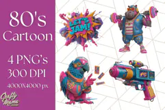 Forgotten 80s Cartoon Clipart PNG, Retro Animal Heroes Product Image 1