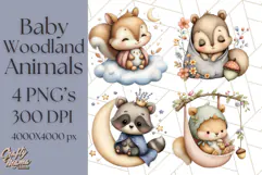 Woodland Nursery Baby Animals Clipart, Cute Animals Png Product Image 1