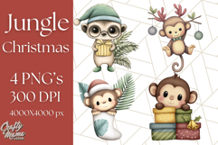 Safari Christmas PNG Clipart, Cute Jungle Animal Art Product Image 1